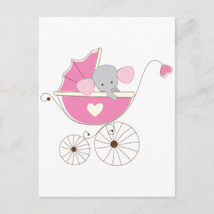 Baby Baby Girl Pink Elephant Briefkaart