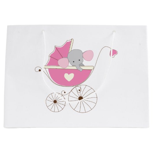Baby Baby Girl Pink Elephant Groot Cadeauzakje (Voorkant)