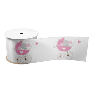 Baby Baby Girl Pink Elephant Satijnen Lint