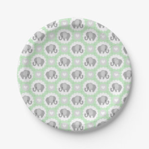 Baby Baby Neutrale Blauwgroen Mint Elephant Shower Papieren Bordje