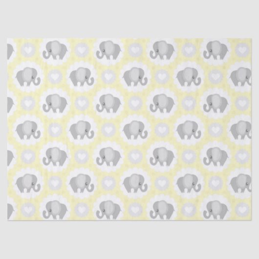 Baby Baby Neutrale gele Elephant Shower Gift Tissuepapier (Voorkant)