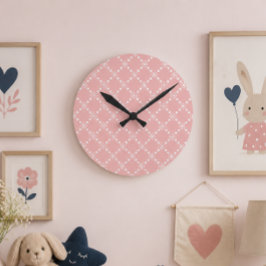 Baby Baby roze met witte bloemen Ronde Klok