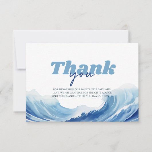 Baby Baby shower aan boord, Surf Baby Bedankkaart (Voorkant)
