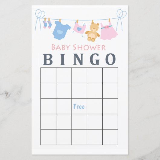 Baby baby shower bingo (Voorkant)