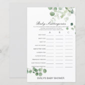 Baby Baby shower Game PRINED (Voorkant / Achterkant)