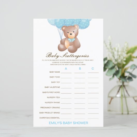 Baby Baby shower Game PRINED (Staand voorkant)
