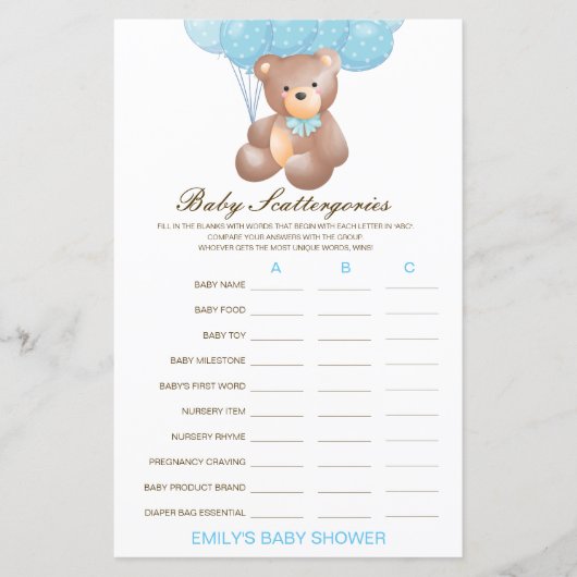 Baby Baby shower Game PRINED (Voorkant)