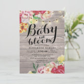 Baby baby shower in Bloom Flower String Light Wood Kaart (Staand voorkant)