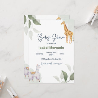 Baby Baby shower Invitation - Safari Dieren Kaart