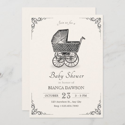  baby-baby shower kaart (Voorkant / Achterkant)