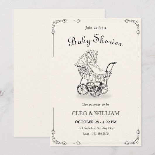  baby-baby shower kaart (Voorkant / Achterkant)