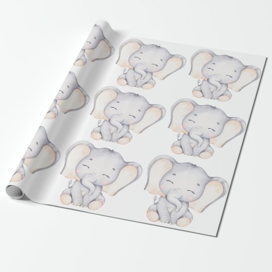 Baby Baby shower met olifant Cadeaupapier (Uitgerold)