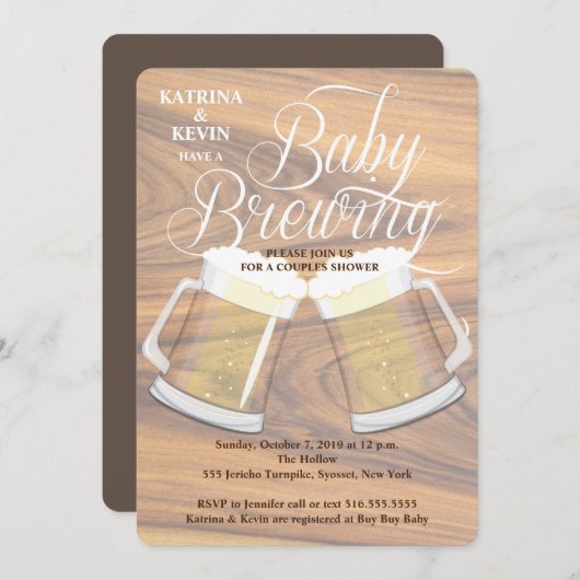 Baby Baby shower Mok brouwhout Kaart (Voorkant / Achterkant)