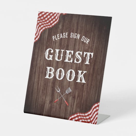 Baby Baby shower Q BBQ Sign Ons Guestbook Sign. Reclamebord Met Voetstuk (Voorkant)