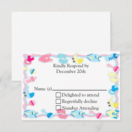 Baby Baby shower RSVP-kaart RSVP Kaartje (Voorkant / Achterkant)
