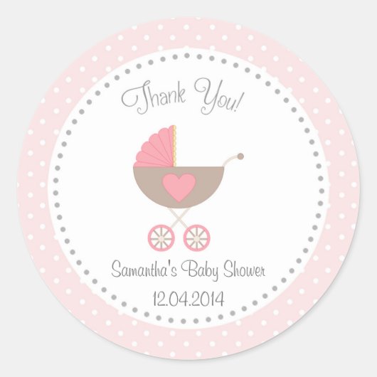 Baby Baby shower sticker roze (Voorkant)