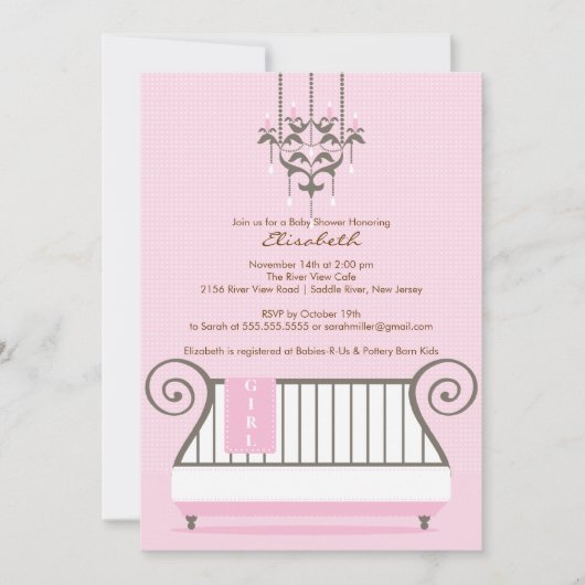 Baby Baby shower Uitnodiging Chic Girl Pink (Voorkant)