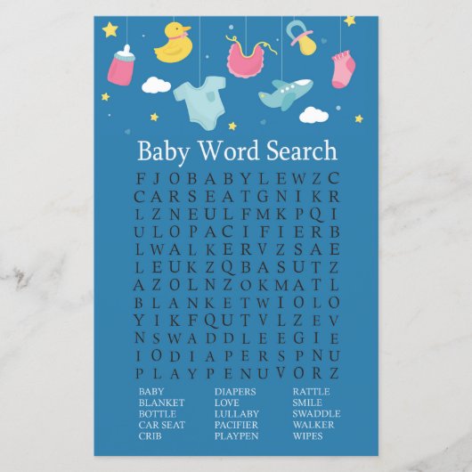 Baby Baby shower Word Search Game (Voorkant)