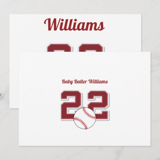 Baby baller Williams Invitation Kaart (Voorkant / Achterkant)