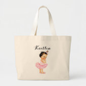  Baby Ballerina Brunette Pink Tutu Grote Tote Bag (Voorkant)