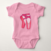 Baby Ballerina Pink Ballet Dance Pointe Shoes Gift Romper (Voorkant)
