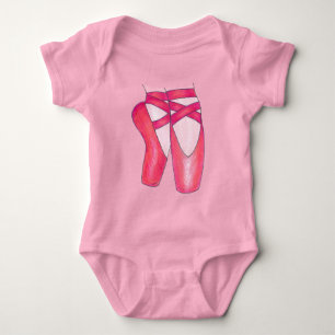 Baby Ballerina Pink Ballet Dance Pointe Shoes Gift Romper