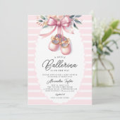 Baby Ballerina Schoenen Roze Bloemen Boog Meisje D Kaart (Staand voorkant)