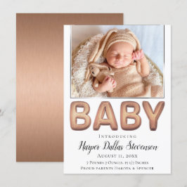 Baby-ballon | Elegant Roos Gold Baby Foto Aankondiging