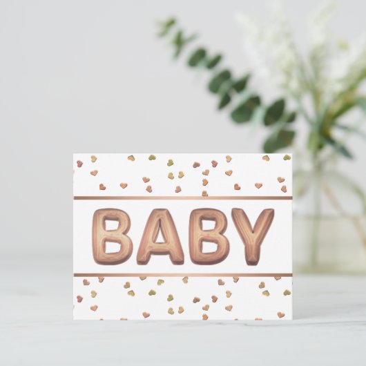 Baby-ballon | Elegant Roos Goud Baby shower Briefkaart (Staand voorkant)