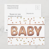 Baby-ballon | Elegant Roos Goud Baby shower Briefkaart (Voorkant / Achterkant)