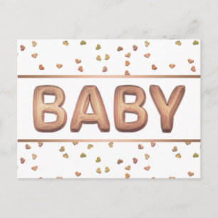 Baby-ballon Elegant Roos Goud Baby shower Briefkaart