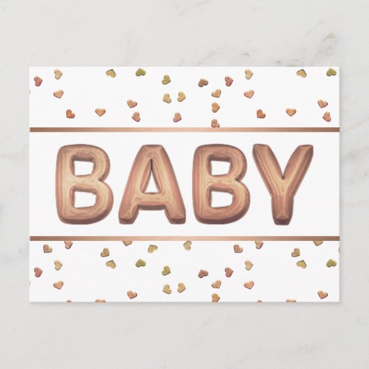 Baby-ballon | Elegant Roos Goud Baby shower Briefkaart (Voorkant)