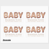 Baby-ballon | Elegant Roos Goud Baby shower Rechthoekige Sticker (Vel)