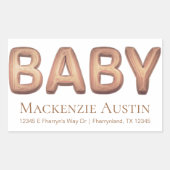 Baby-ballon | Elegant Roos Goud Baby shower Rechthoekige Sticker (Voorkant)