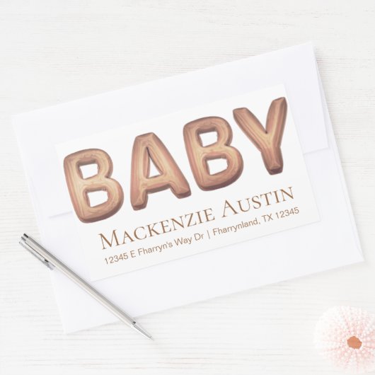 Baby-ballon | Elegant Roos Goud Baby shower Rechthoekige Sticker (Envelop)