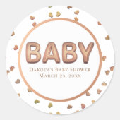 Baby-ballon | Elegant Roos Goud Baby shower Ronde Sticker (Voorkant)