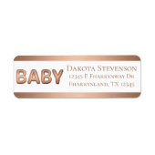 Baby-ballon | Elegant Roos gouden doucheadres Etiket (Voorkant)
