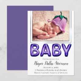 Baby-ballon | Royal Violet Paarse Baby shower Aankondiging