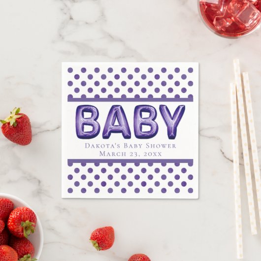 Baby-ballon | Royal Violet Paarse Baby shower Servetten (Insitu)