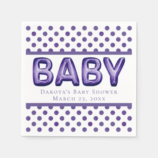 Baby-ballon | Royal Violet Paarse Baby shower Servetten (Voorkant)