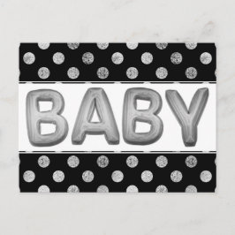 Baby-ballon | Unisex Zilveren Douche of Reveal Briefkaart