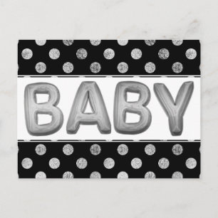 Baby-ballon Unisex Zilveren Douche of Reveal Briefkaart