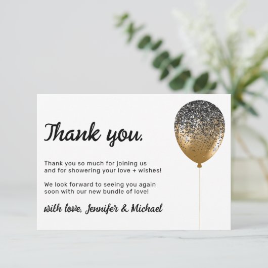 Baby Ballonpartij Glitz Hartelijk dank Kaart (Staand voorkant)