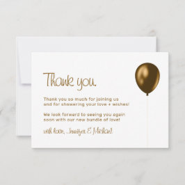 Baby Balloon Bronze Gold Thank You Bedankkaart