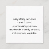 Baby Banner Festive Circle Babysitter Vierkante Visitekaartje (Achterkant)