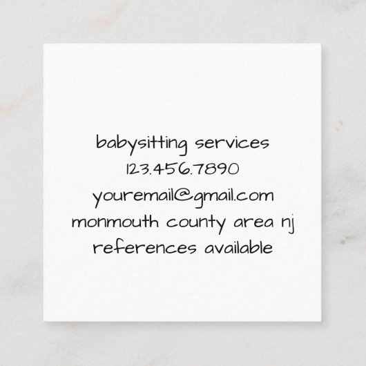 Baby Banner Festive Circle Babysitter Vierkante Visitekaartje (Achterkant)