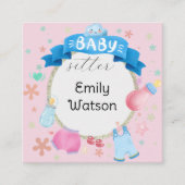 Baby Banner Festive Circle Babysitter Vierkante Visitekaartje (Voorkant)