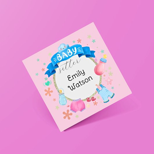 Baby Banner Festive Circle Babysitter Vierkante Visitekaartje