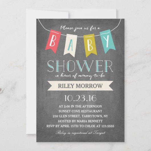 Baby-banner | uitnodiging tot baby shower (Voorkant)