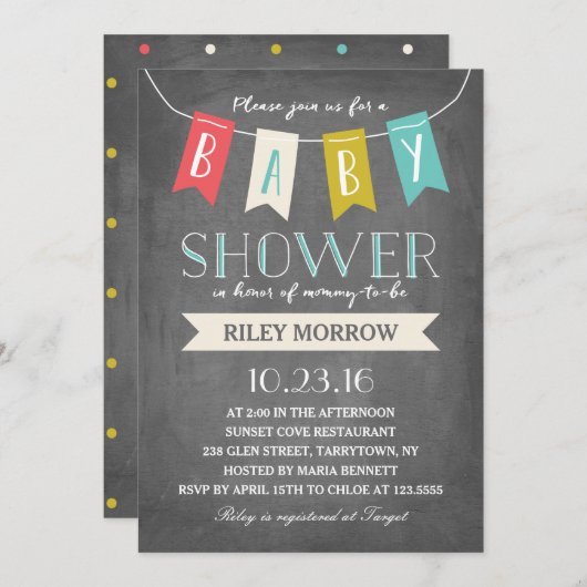 Baby-banner | uitnodiging tot baby shower (Voorkant / Achterkant)